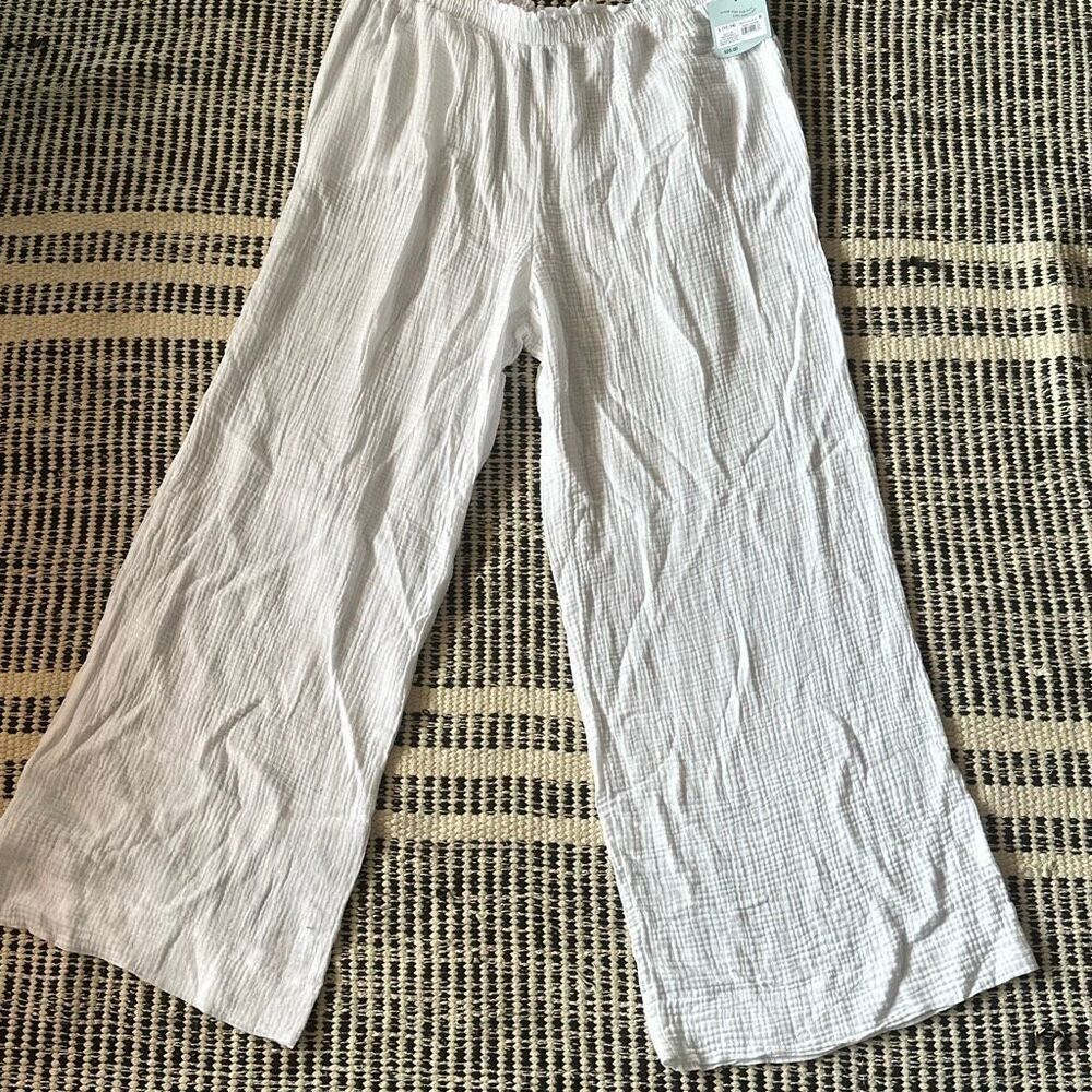 Shade & Shore Size Large 12/14 White cover up pants Swim wear pants NWT